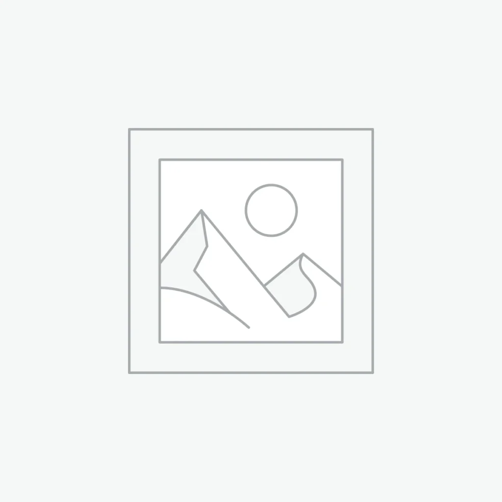 An abstract line art illustration depicting mountains and a sun. The design features simple, geometric shapes in a minimalistic style, set within a square frame with a light background.